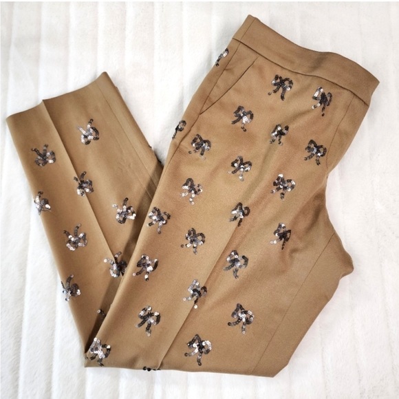 J.Crew Collection silk Sequin Bow Pants size 6 - Picture 7 of 16
